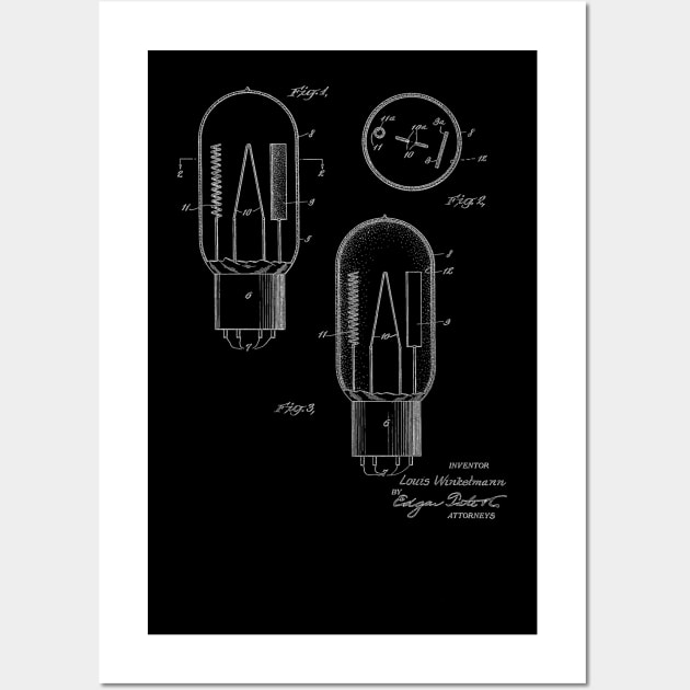 Vacuum Tube Vintage Patent Hand Drawing Wall Art by TheYoungDesigns